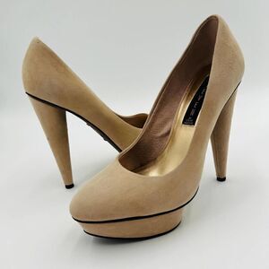 STEVEN by Steve Madden Mercyy Platform Heels Pump Cream Suede Size 7M